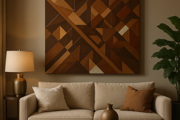 Painel feito em Marchetaria