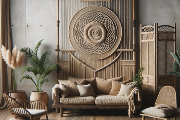 Painel feito em macramê